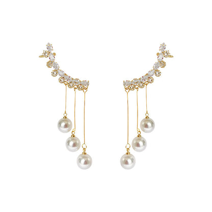 Temperament tassel long pearl earrings