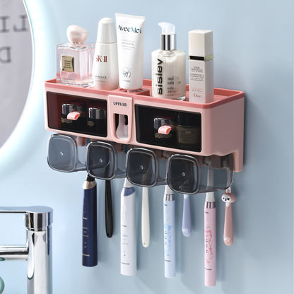 No-Drill Toothbrush Holder Mouthwash Cup