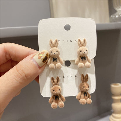 Plush bunny stud earrings