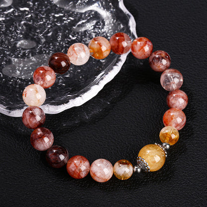 3A Natural Red Gel Flower Crystal Bracelet Citrine