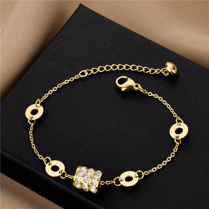 Titanium Steel Bracelet for Women - 18K Rose Gold, Trendy, Full of Stars Wristband, Wholesale