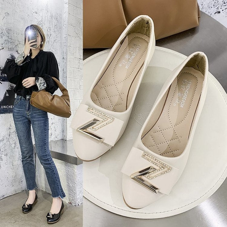 PU wedge heel rubber low heel shoes