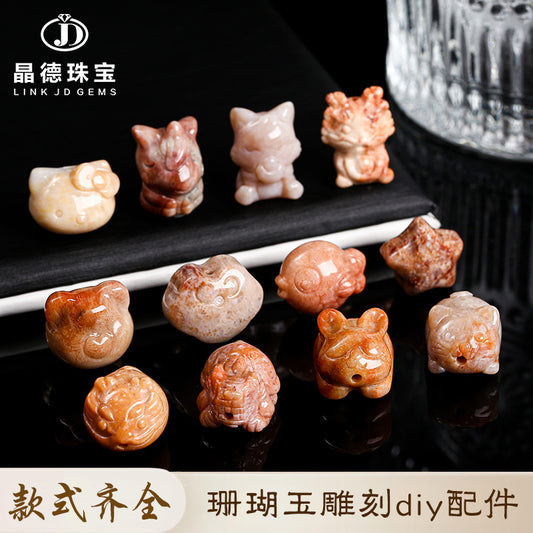 Natural coral jade carving accessories