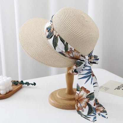 Woven Straw Hat Women's Fashion Sun Protection Wide Brim Beach Casual Vacation