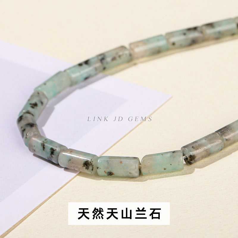 4 * 9 natural jade powder crystal round tube loose beads