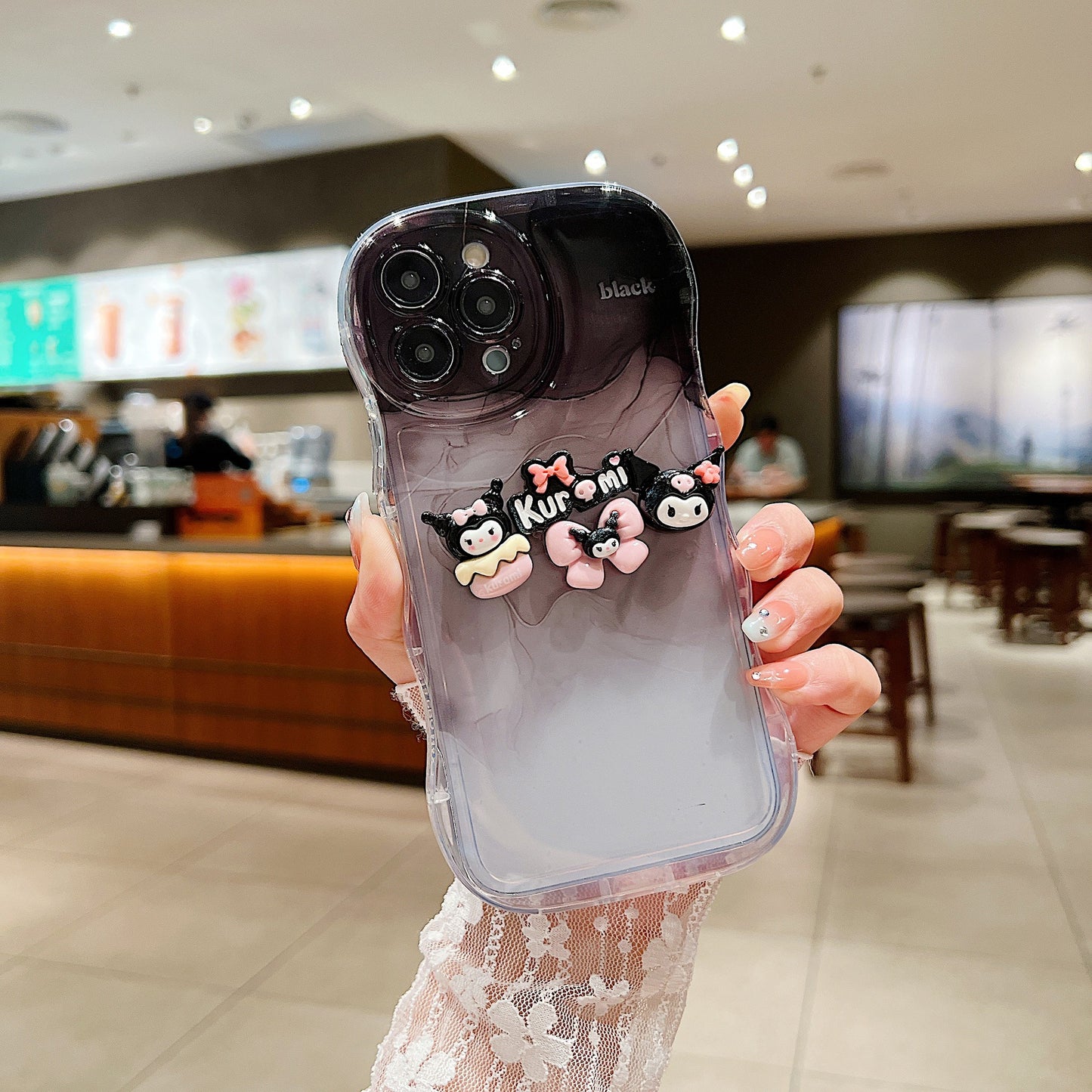 iPhone 14PRO Gradient Wave Strawberry Bear iPhone X/13 Kuromi Case