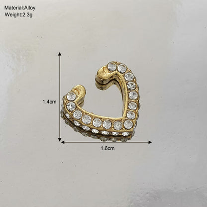 Gold Temperament Diamond Heart Earrings