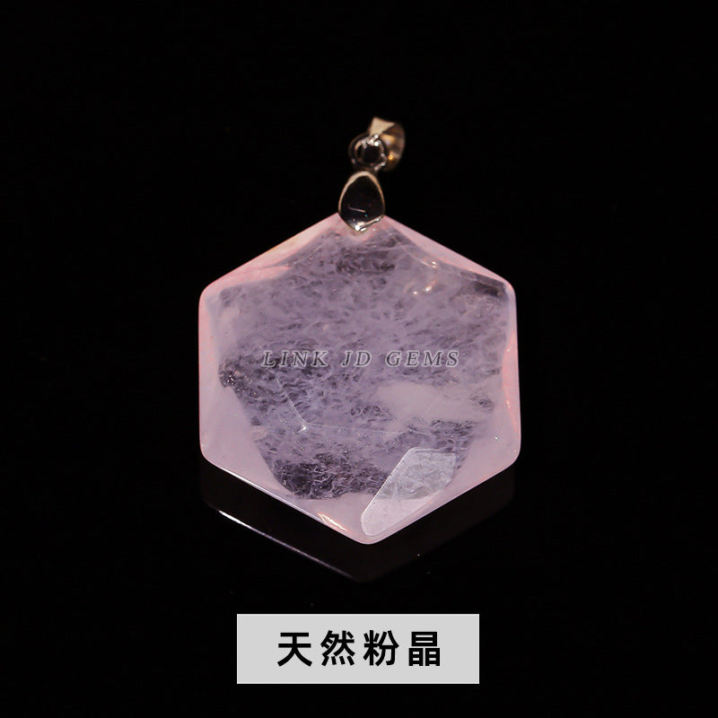 Natural stone crystal cut hexagram pendant.