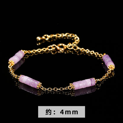 Natural lilac stone bracelet stainless steel gold-plated accessories