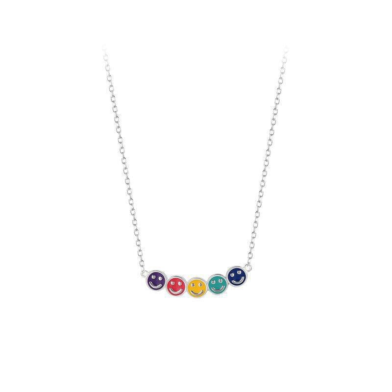 Color mini smiley face necklace