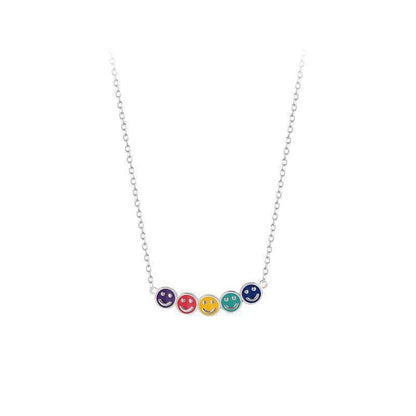 Color mini smiley face necklace