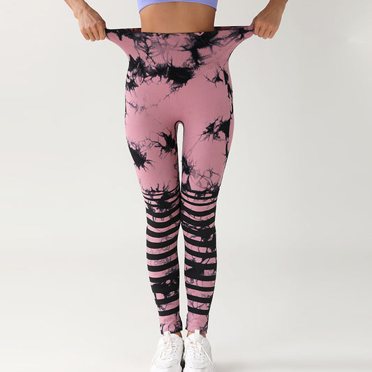 Euro Trendy Tie-Dye Seamless High-Waist Butt-Lifting Yoga Pants