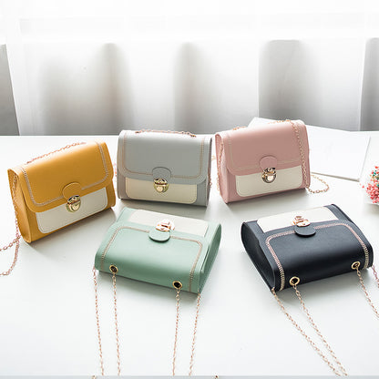 Contrasting color bag cover lock chain bag