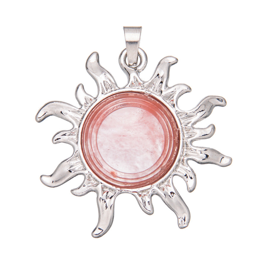 Sunflower alloy round ring inlaid crystal pendant