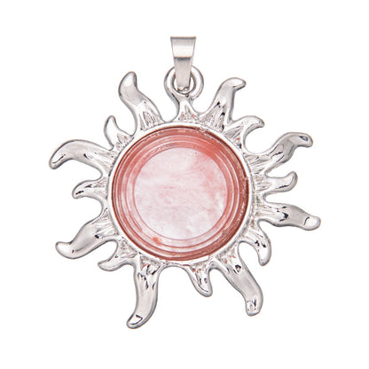 Sunflower alloy round ring inlaid crystal pendant