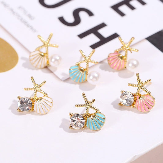 Starfish shell dream pink stud earrings