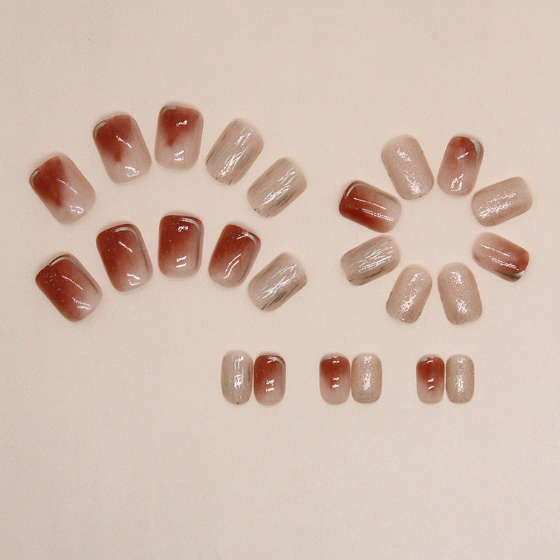 Brown Ombre Autumn Winter Glitter Line Nail Stickers