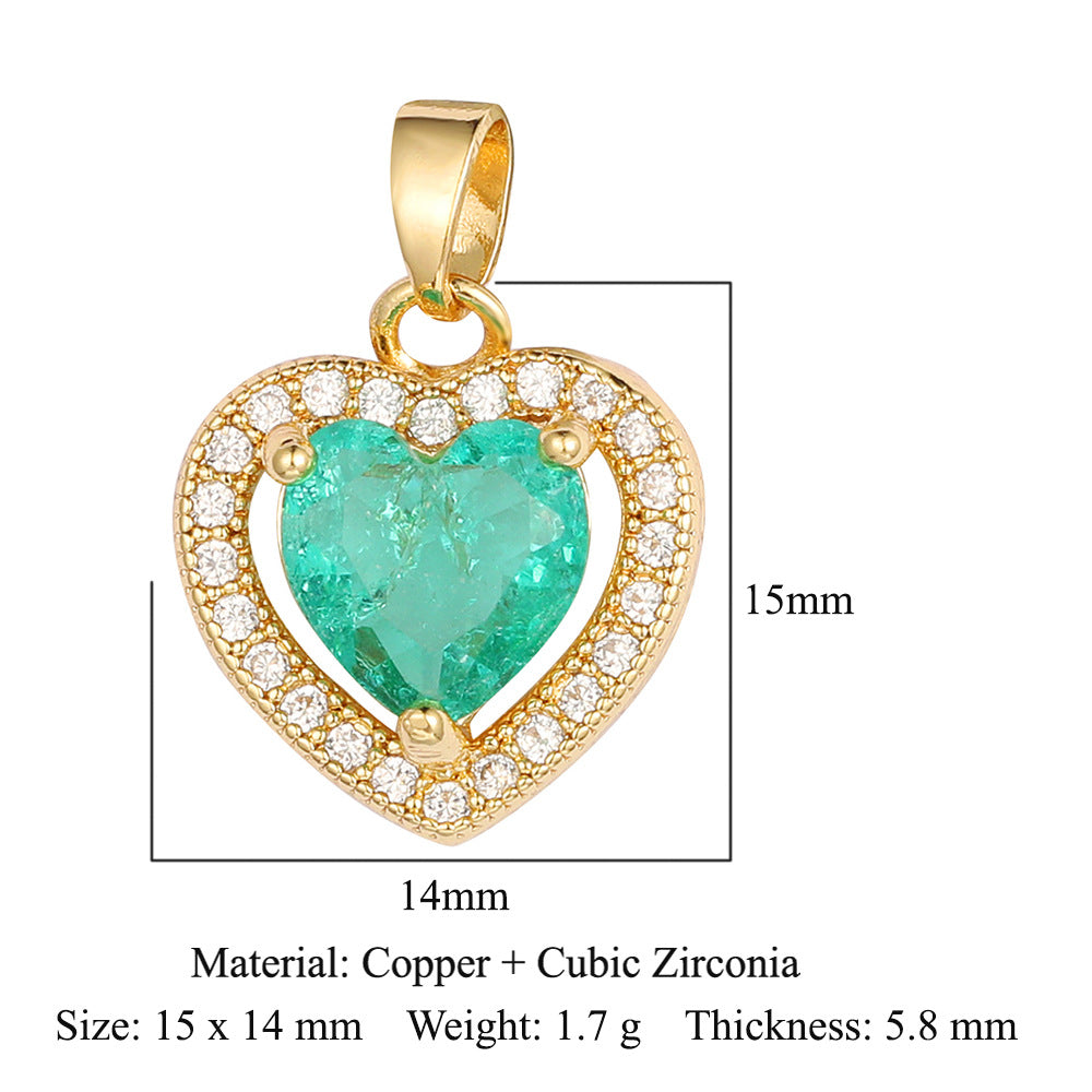 Heart-shaped wings square round zircon pendant.