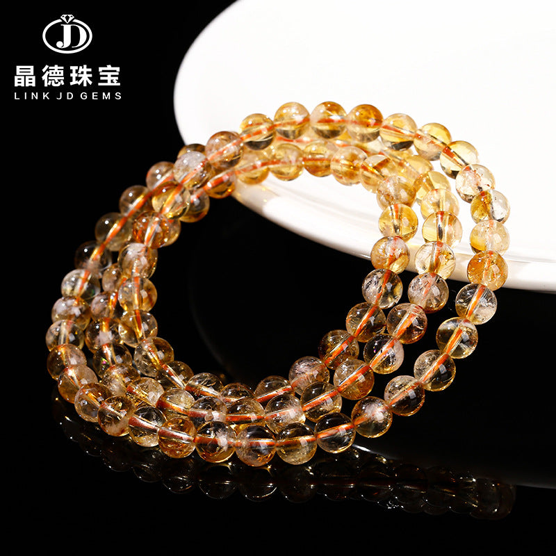 5A natural yellow tower crystal multi-circle bead bracelet.