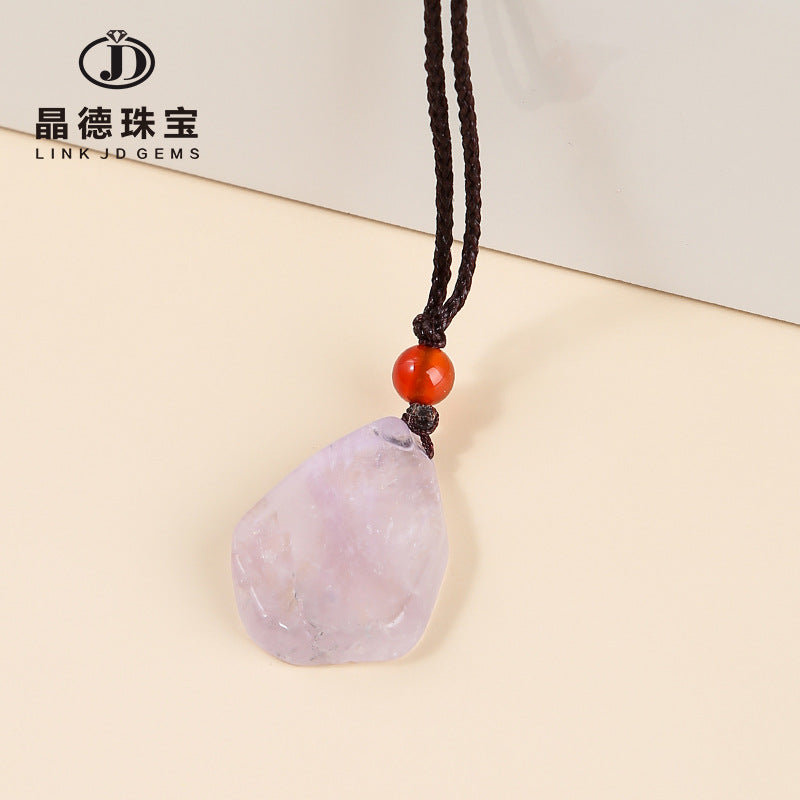 Natural amethyst irregular rough stone necklace