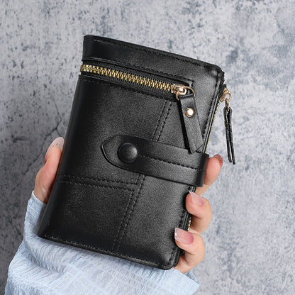 PU leather short zipper wallet