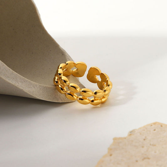 Double layer oval bean open ring