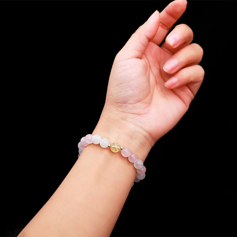 Natural horse powder crystal white jade bracelet.