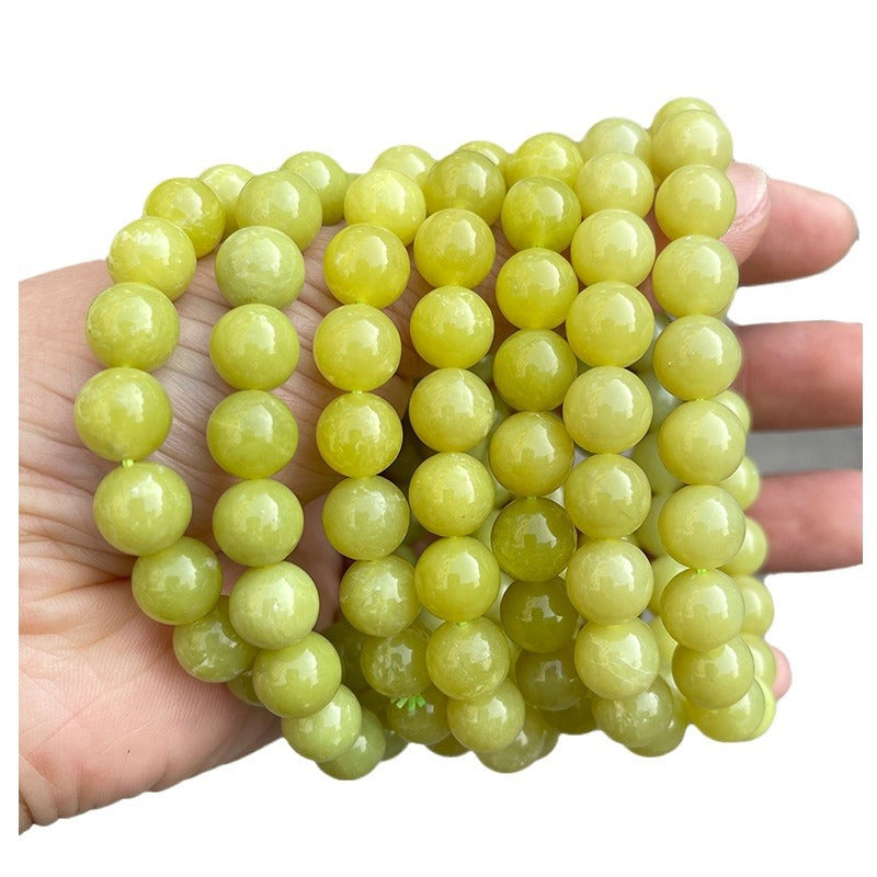 Natural cauliflower jade bracelet, lemon stone topaz single ring.