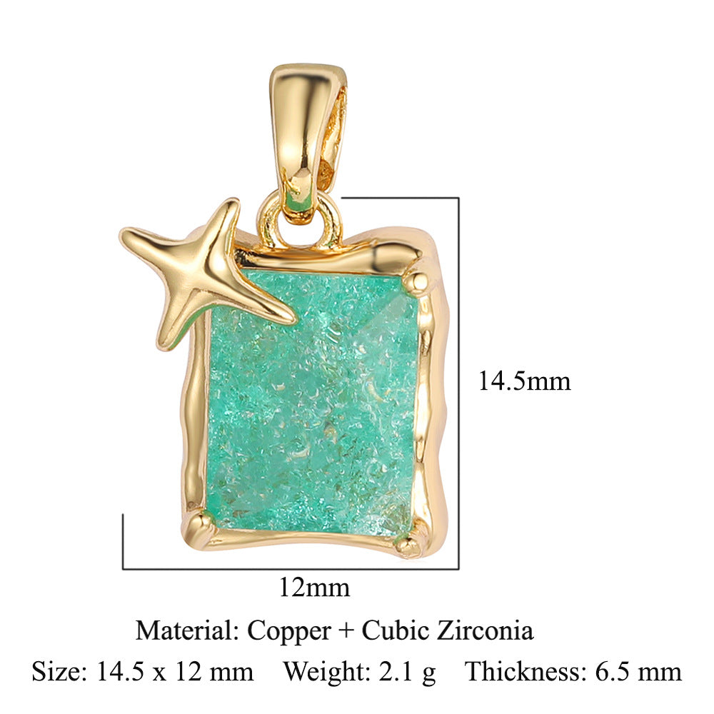 Copper zircon pendant, water drop square love bow.