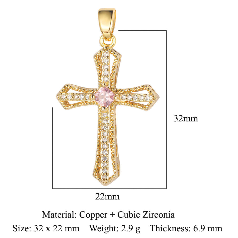 3 pcs/bag, Blessed Virgin Sun Eye Copper Zircon Pendant.