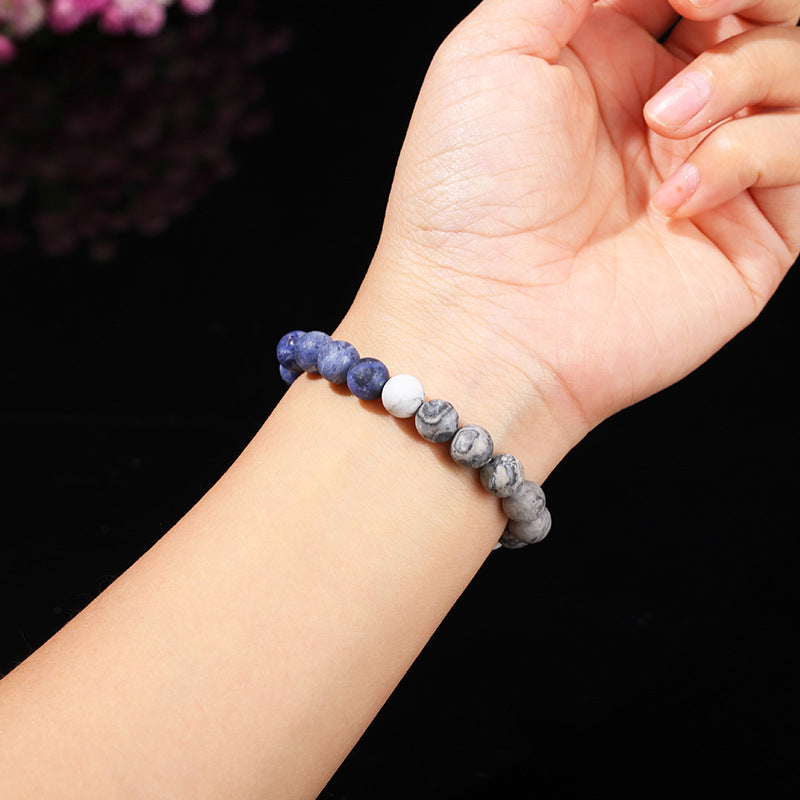 Frosted natural blue stone map stone bracelet