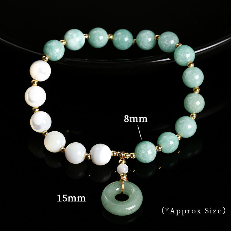 Myanmar jade horseshoe snail shell bead bracelet