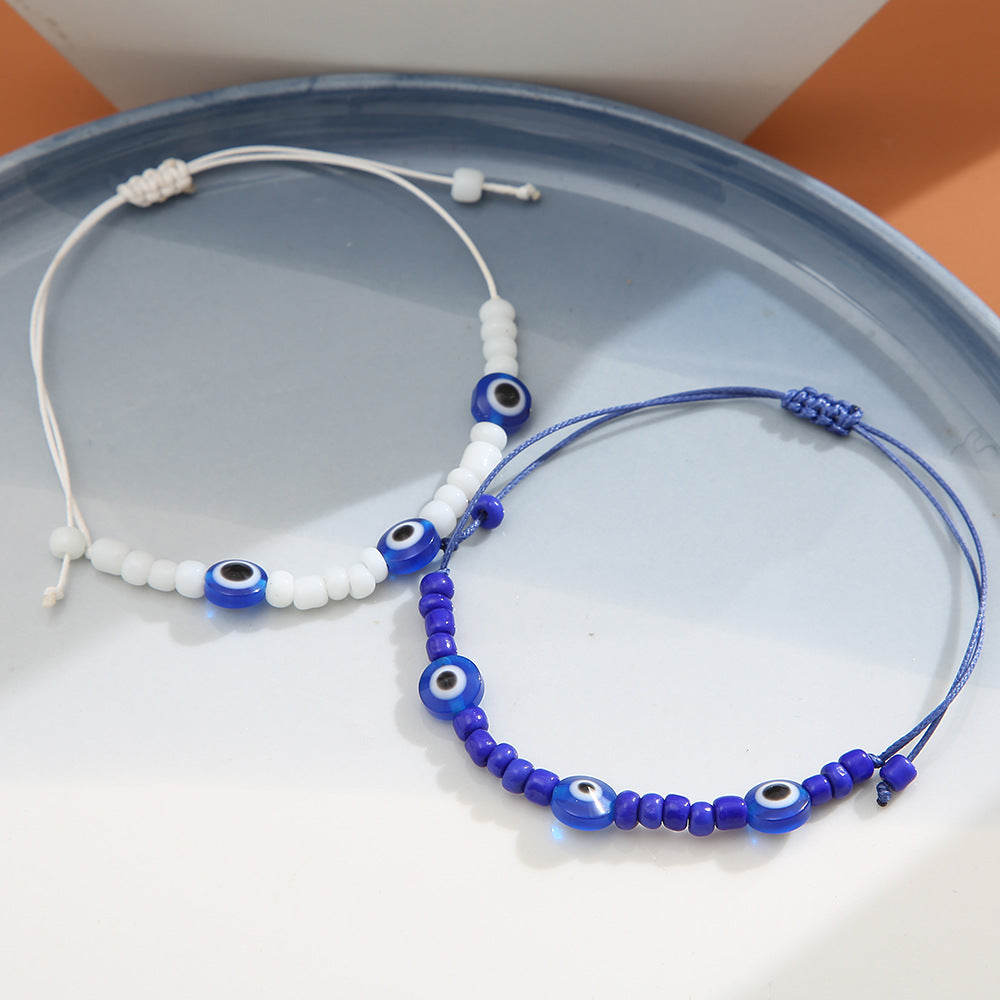 Devil's Eye Rice Bead Bracelet 2-Piece Set