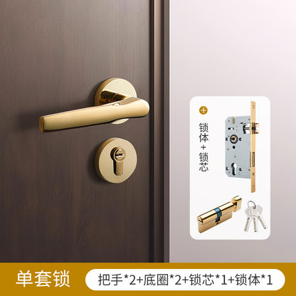 Gold mechanical door lock handle lock