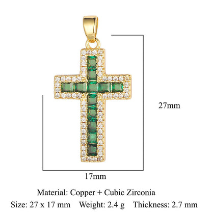 Cross Copper Micro-Inlaid Zirconia Pendant