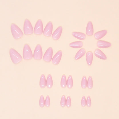 Purple Short Almond Fake Nails 30 Pieces