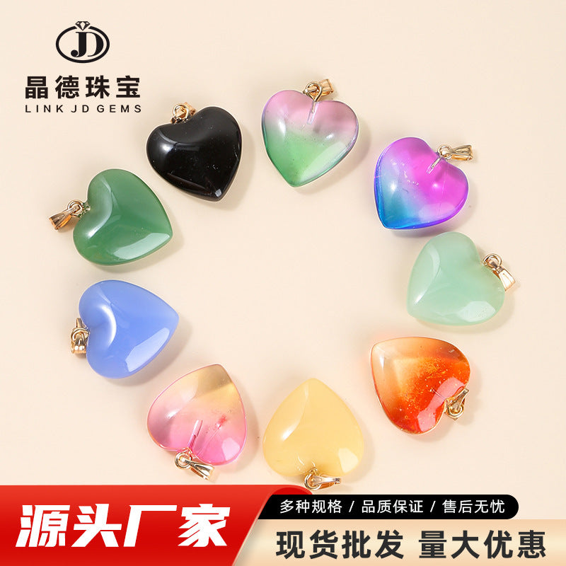 20Mm multi-color colorful glazed love heart pendant