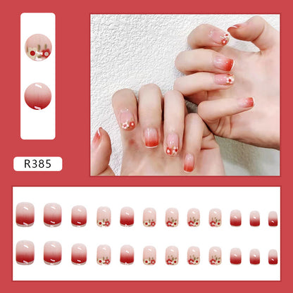 Wearable Blush Short Removable Nail Stickers