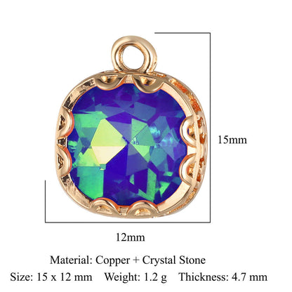 Rectangle copper glass crystal pendant