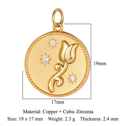 Peach heart key lock copper zircon pendant