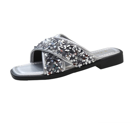 Sequined Beach Slippers Female Wholesale