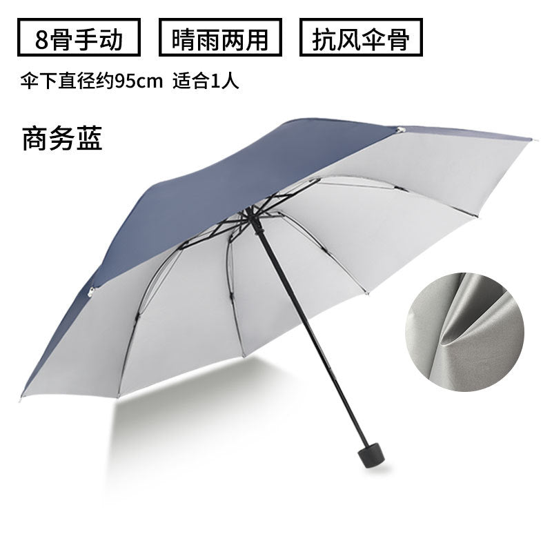 Silver Coating 3-Fold Sunshade Umbrella