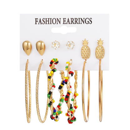 Pineapple Diamond Earrings Set 6-Piece Set