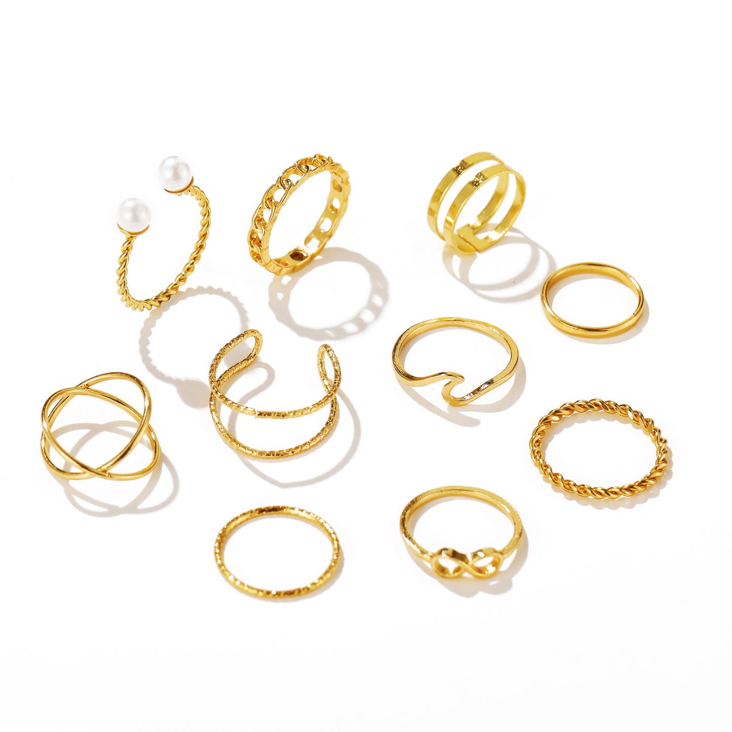 Alloy 10-piece ring set gold