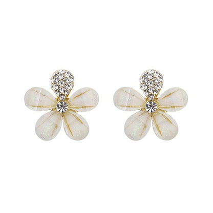 S925 Silver Needle Flower Earrings Jewelry