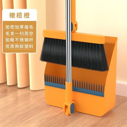 Folding Broom and Dustpan Set, Soft Brush, Hair-Resistant