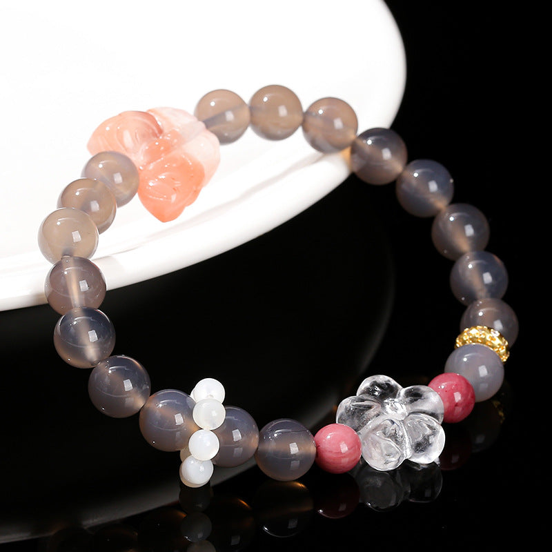 7A Natural Gray Agate Bracelet