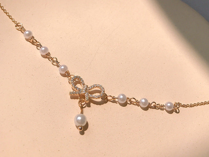 Micro bow pearl bracelet