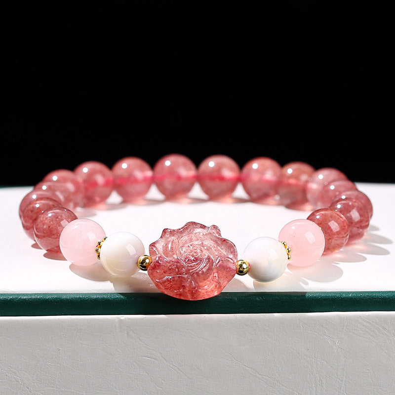 Natural strawberry crystal rose bracelet.