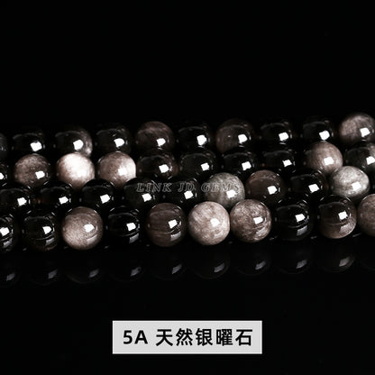 7A Natural Silver Obsidian Round Beads Loose Beads